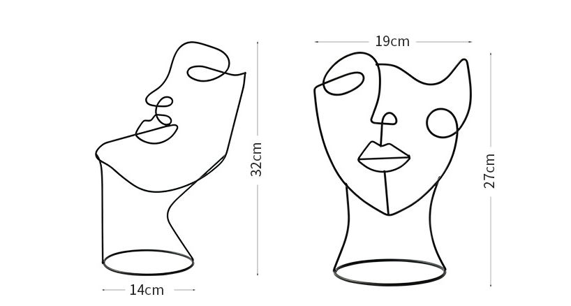 Abstract Metal Face Figure Ornament
