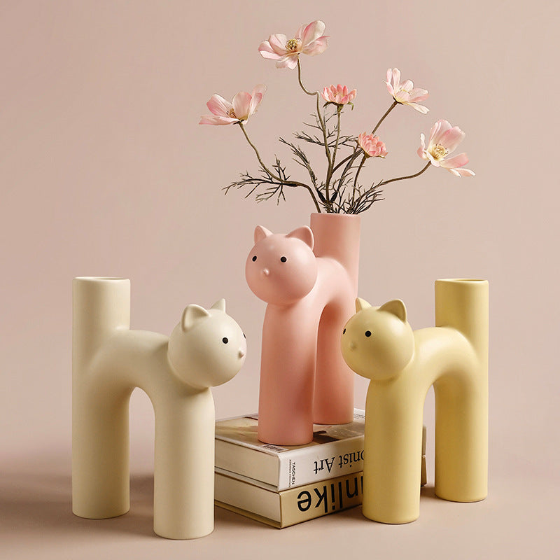 Cute Cat Tube Vase