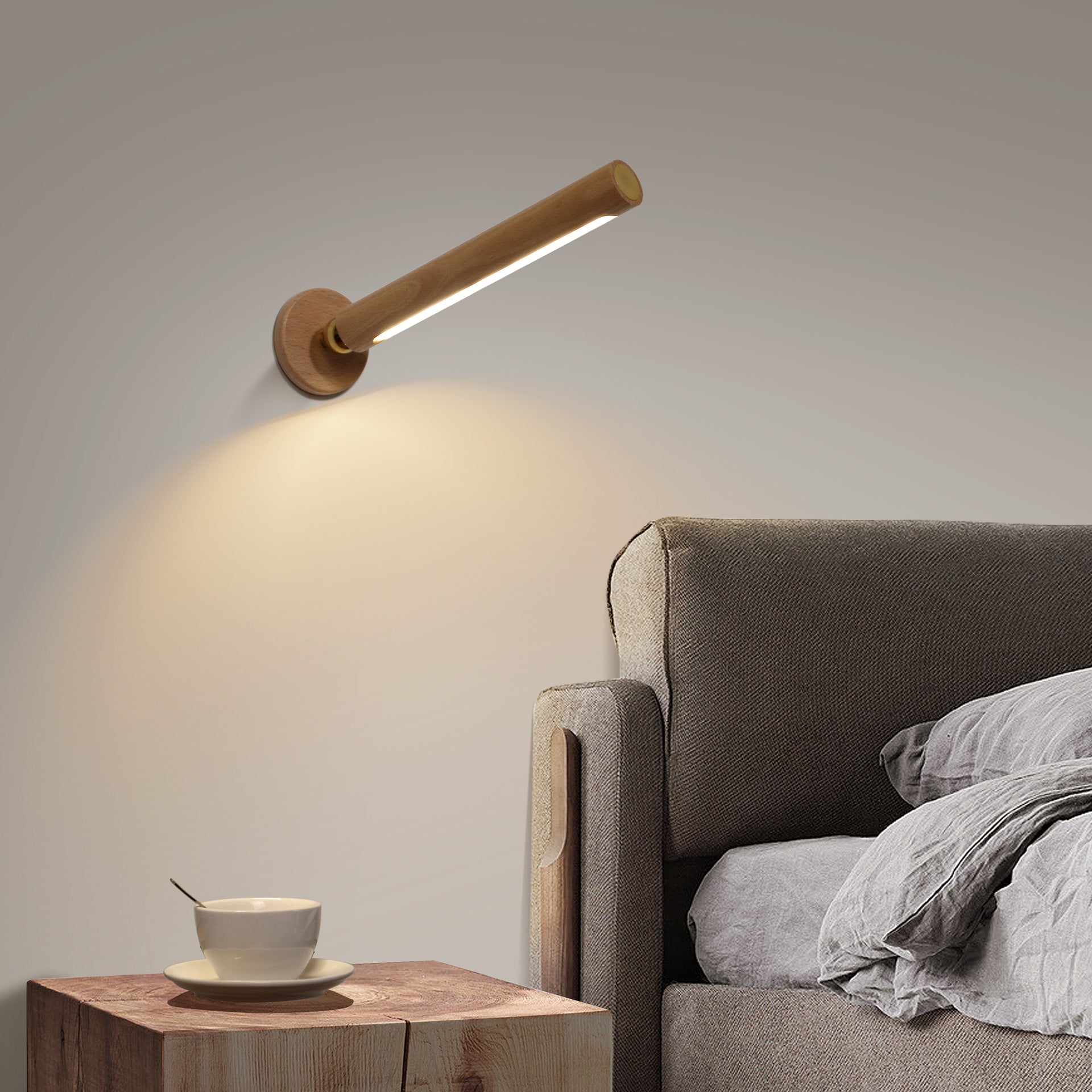 Rotatable Wood Indoor Wall Light 