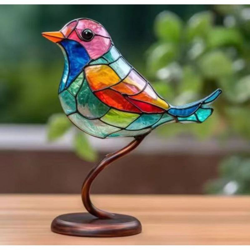  Stained Bird Branch Ornament