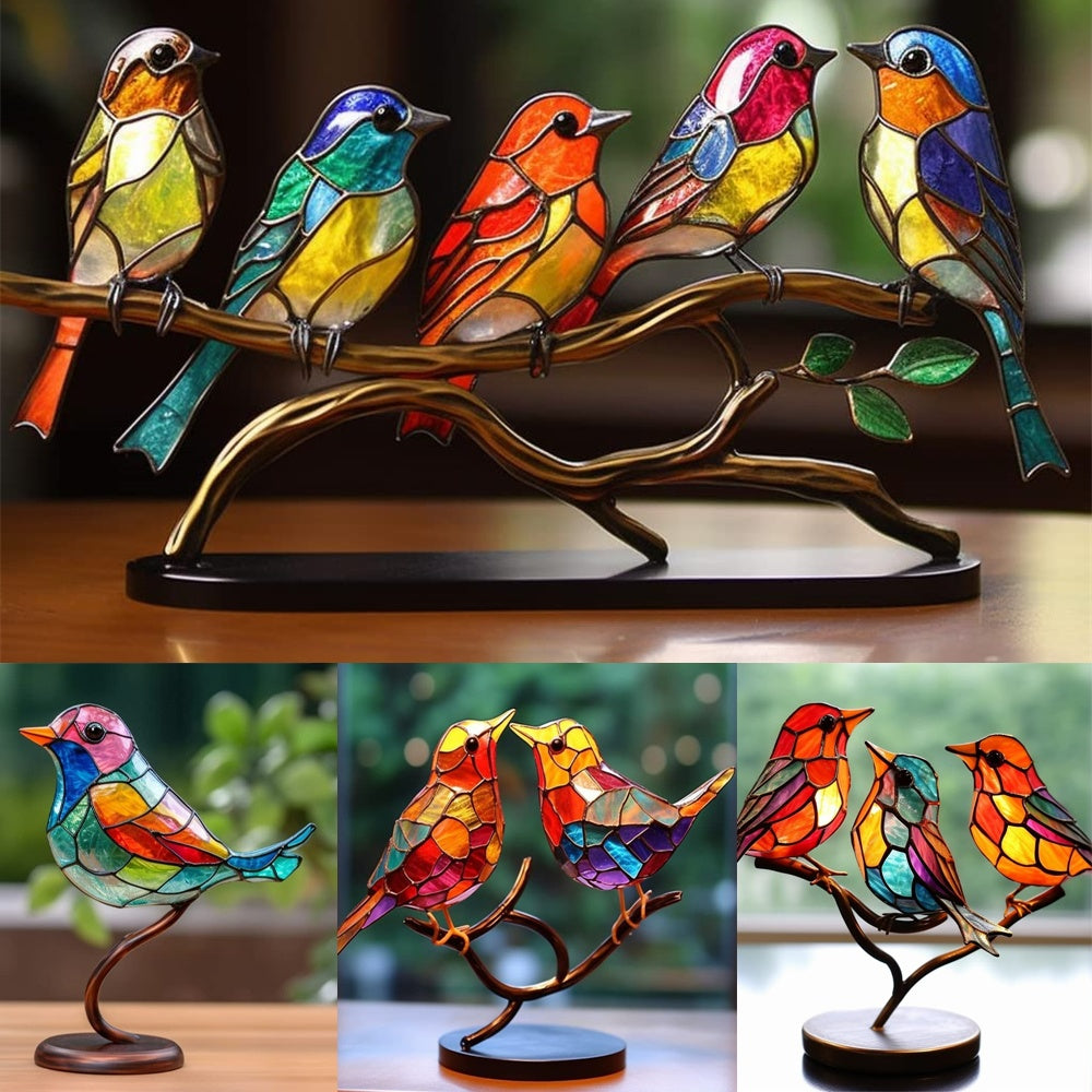 Stained Bird Branch Ornament