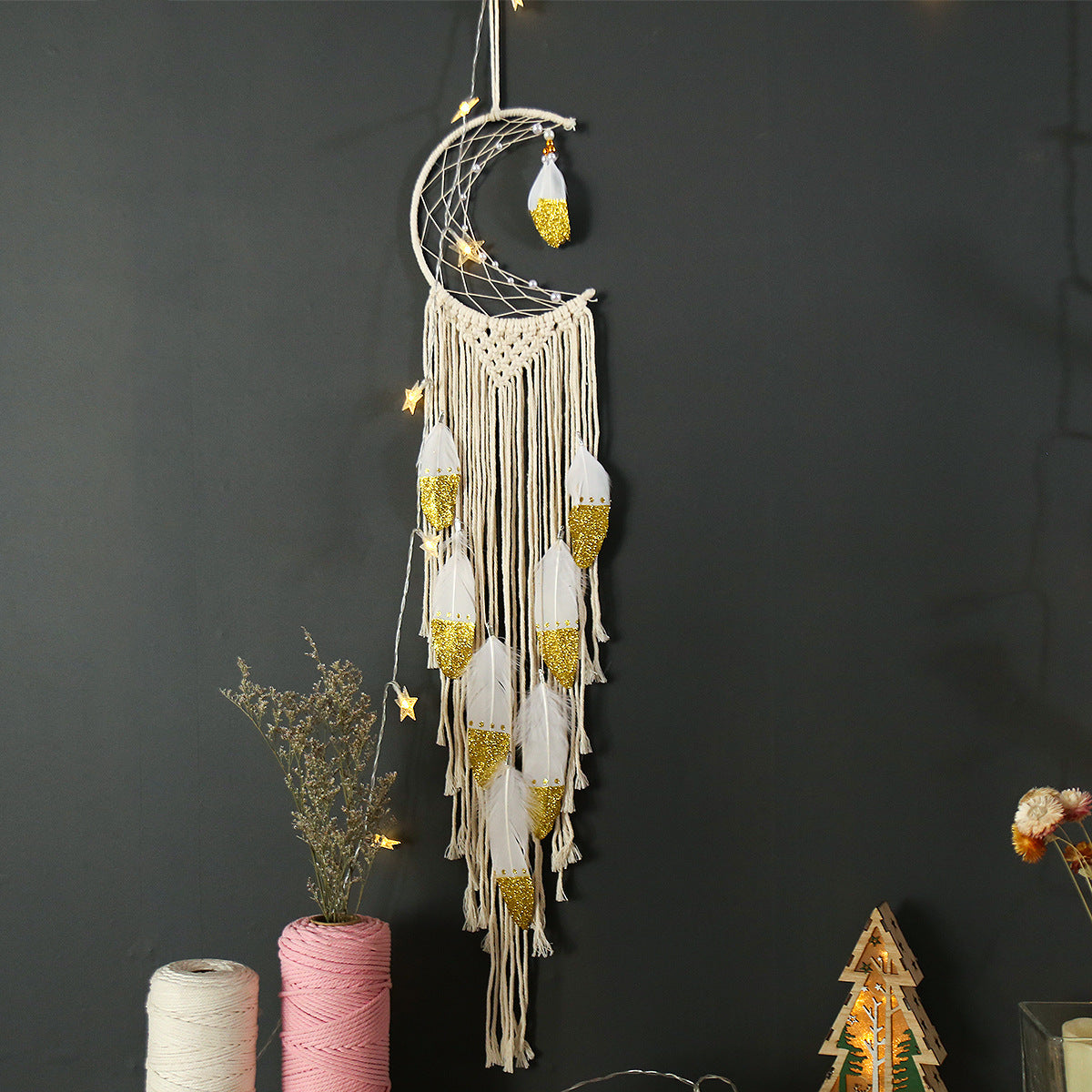 Gold Crescent Dream Catcher