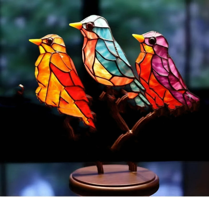  Stained Bird Branch Ornament