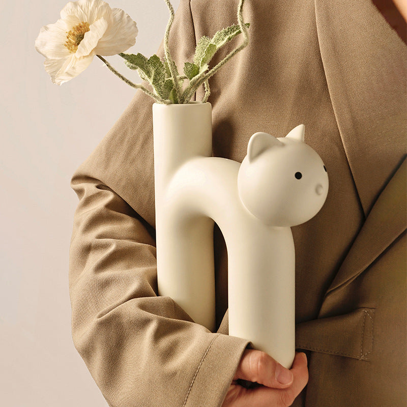 Cute Cat Tube Vase